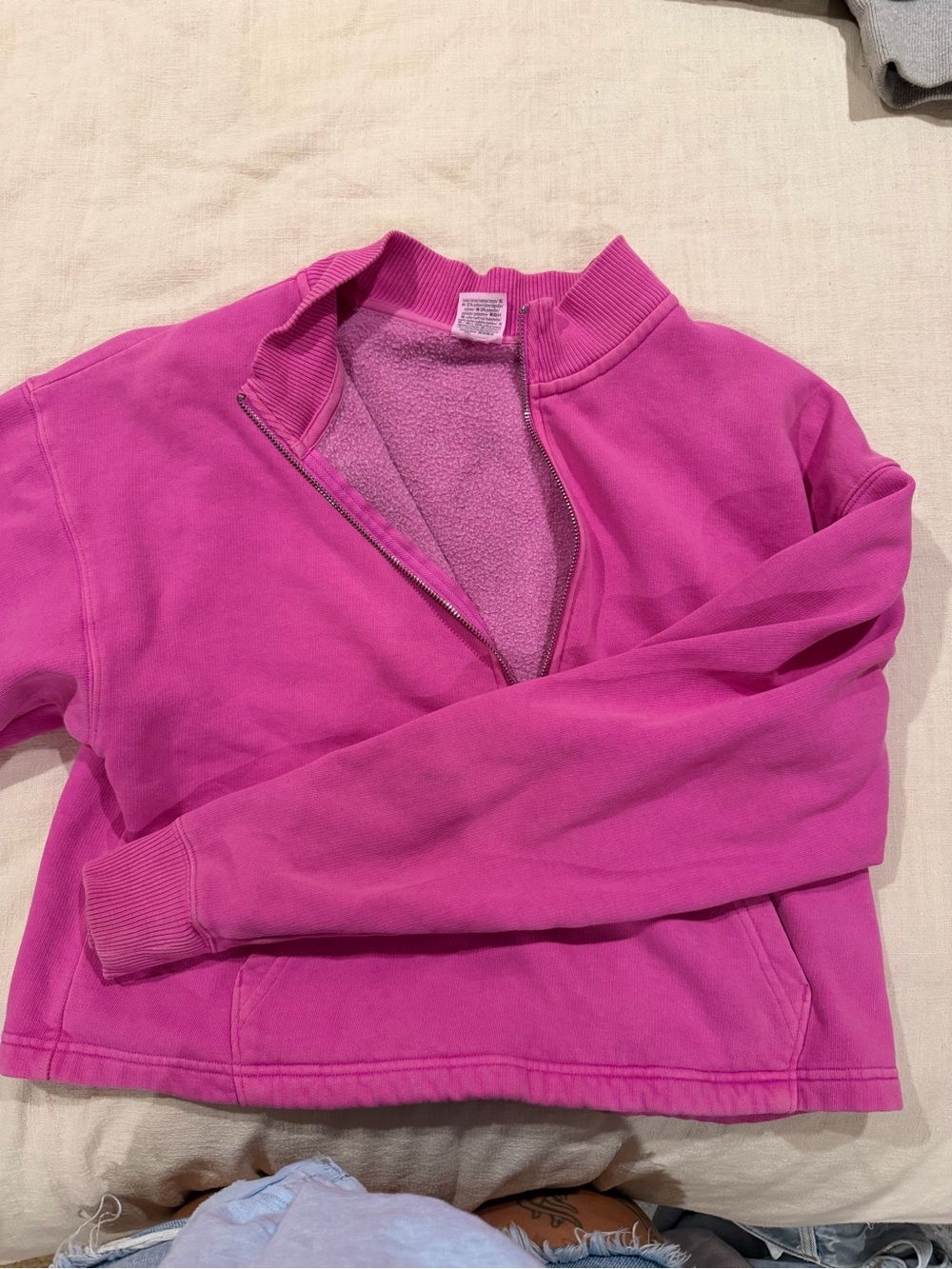 Victoria's Secret Hot Pink Half-Zip Sweatshirt